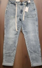 NWT Judy Blue Jogger Jeans Stretch Light Blue Denim 11/30 Drawstring JB88691