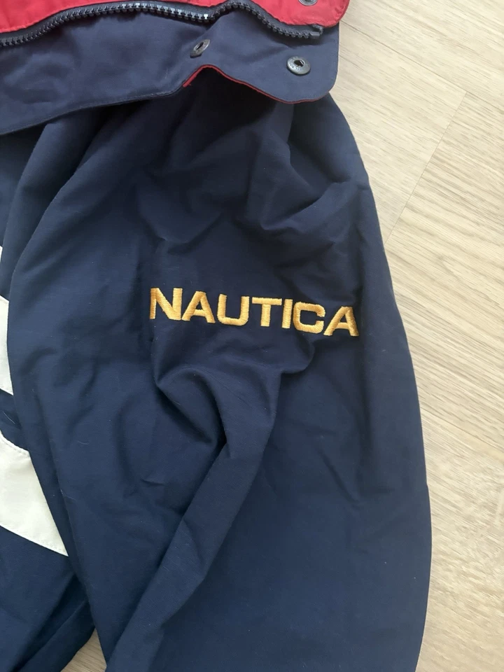 Jaqueta náutica reversível vintage veleiro soletrado vermelho marinho branco GG? - Imagem 3 de 4