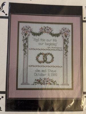 Vtg Rare Imaginating OUR BEGINNING Cross Stitch Wedding Announcement '89 Kit 682