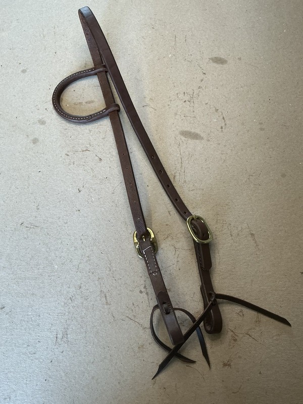 Loop Sliding One Ear Hot Oiled Leather Western Bridle Headstall
