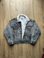 Vintage Levis Trucker Jacket Mens Extra Large Black Denim Sherpa Lined USA 80s