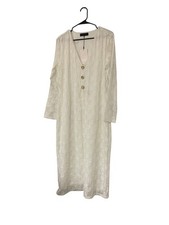 Zara Womens Midi Dress XL White Embroidered Crochet Floral 8741/241 NWT