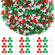 Qumenan 1600Pcs Christmas Tri-Shaped Beads Plastic medium, red green white