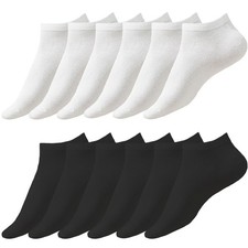 KEYRI 6 Pairs Women  s Ankle Socks Size 4-7 Cotton, 3 Black  3 White 