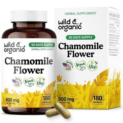 Wild & Organic Chamomile Flower Extract 800mg | 180 Capsules | 180 Day Supply