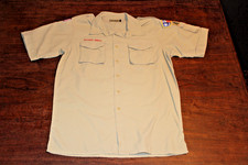 Boy Scouts of America BSA Men's Shirt Tan Medium 100 Supplex Nylon Sewn Patche