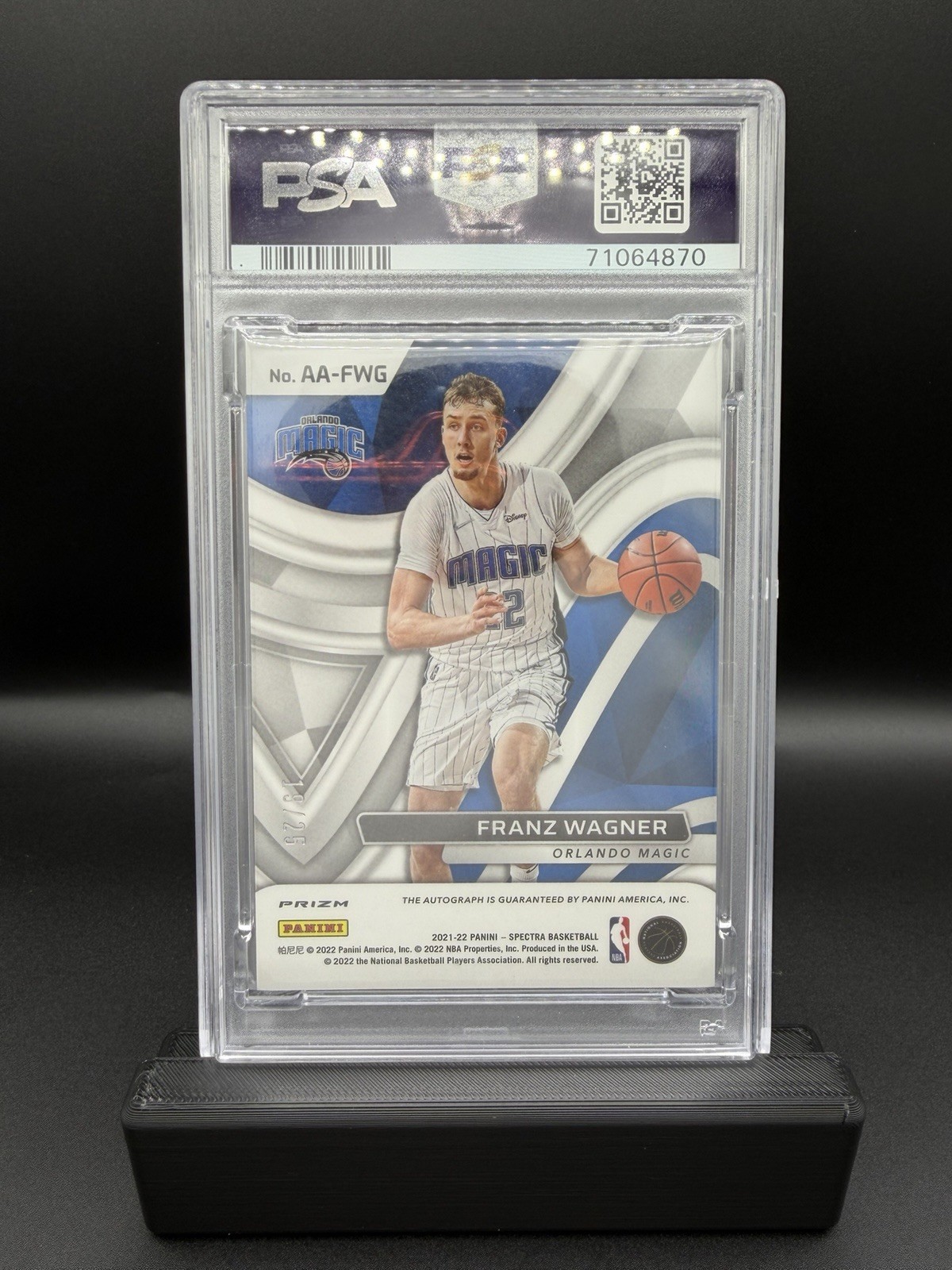 2021 Spectra Franz Wagner Aspiring Auto Pink PSA 8 Auto 10 19/25 Orlando Magic view 2