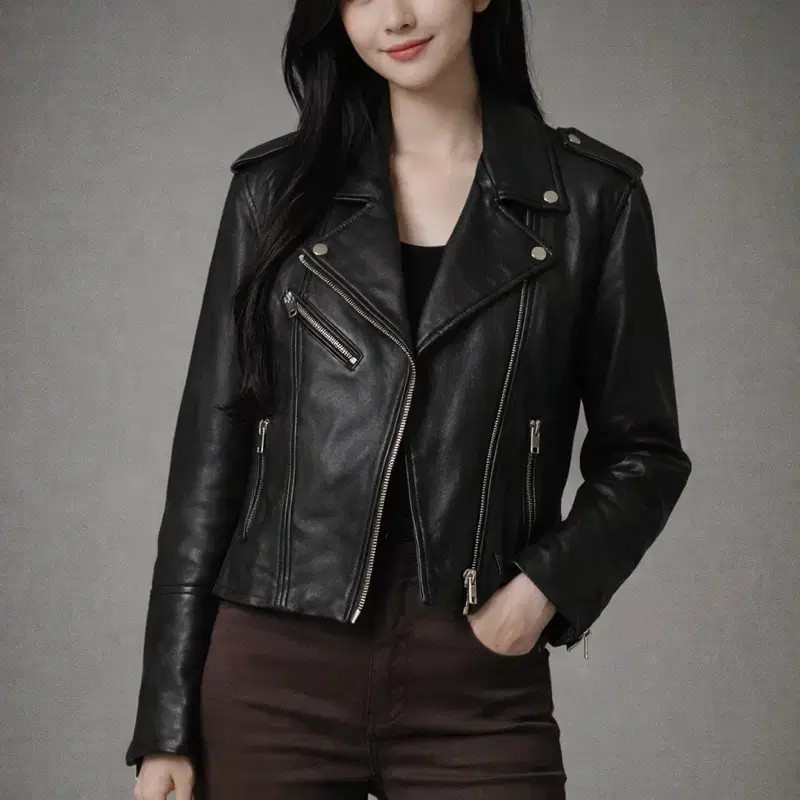 Zara TRF Collection Genuine Leather Rider Jacket, Women's 100 thumbnail 6