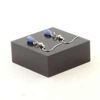 Ohrringe 1 Perle Kyanit Blau Du Brazilien Stahl Inoxydable. Made In Germany