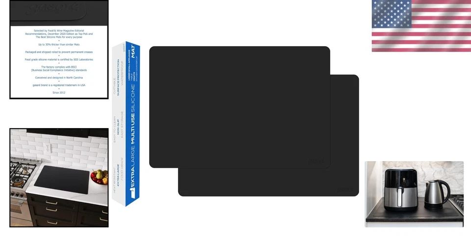 Alfombrillas gruesas de silicona para encimera - Paquete de 2, 25 x 17 pulgadas, aptas para lavavajillas Foto 2 de 4