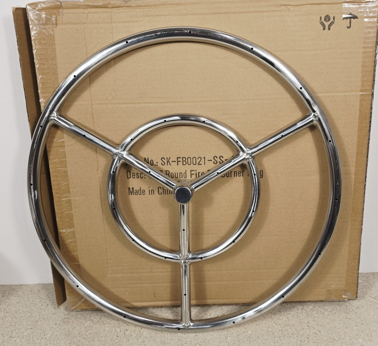 Skyflame 18 Inch Round Stainless Steel Fire Pit Burner Ring 18" Round - Dual Gas