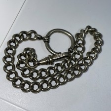 Kanonen gepunzte Taschenuhren-Kette, Karabiner/Federring, 26.8g,L.29cm,B.0.7cm