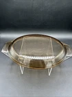 Vintage Pyrex ENGLAND Smoke Brown Amber Glass Oval Replacement Lid