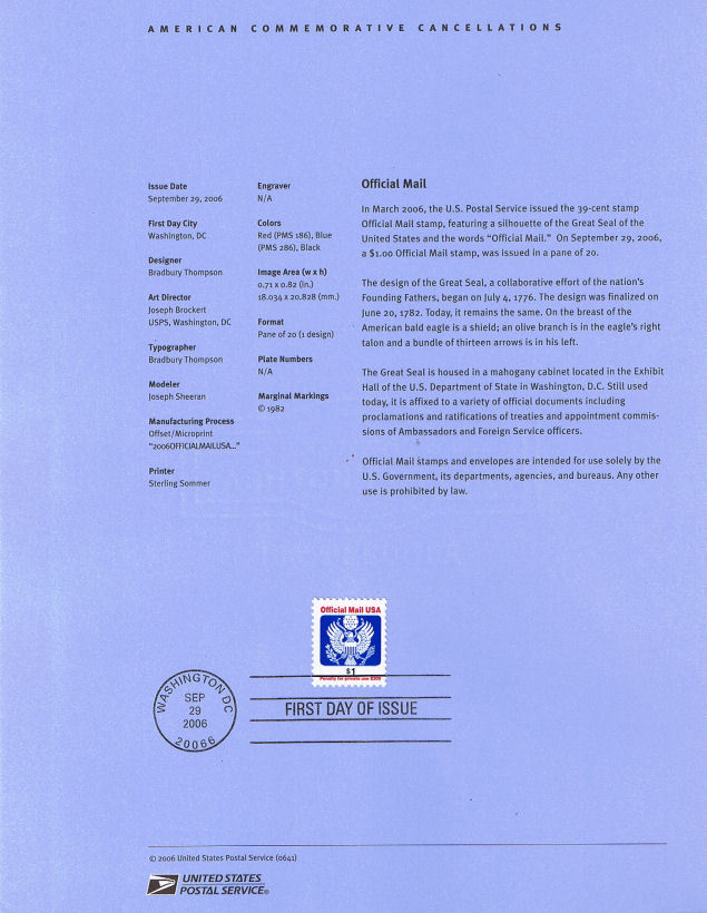 0641 $1.00 Official Mail #O161 USPS Souvenir Page | eBay
