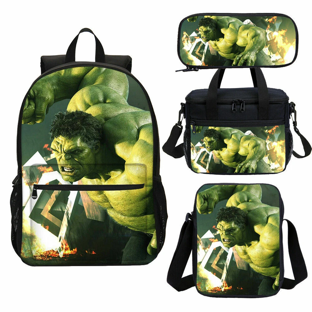 Hulk backpack top and lunchbox