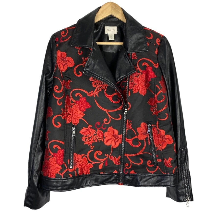 Chico's faux shop leather jacket