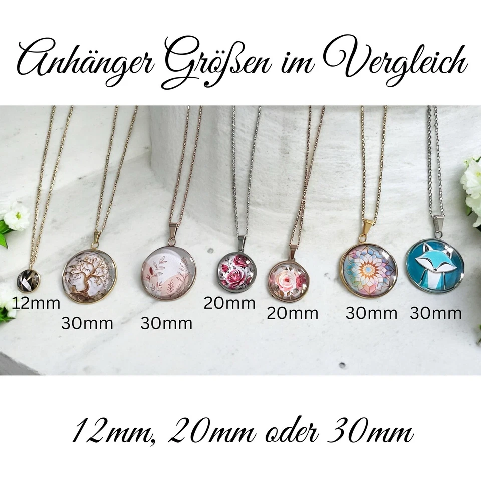 Halskette Mit Anhänger Roségold Edelstahl Amulett Kette Frau Schmuck Blumen Rosa - Bild 3 von 4