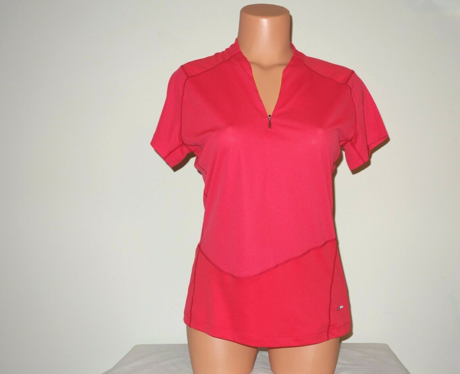 T shirt Salomon donna ActiLite Cosmic Smart pelle zip nuova con etichette M rosso cerise