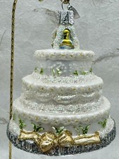 VTG OWC Old World Christmas Wedding Cake Blown Glass Christmas Ornament EUC 2001
