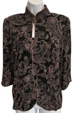 Vtg Petite Alex Evenings Blazer Jacket Women s Sz L Sequins 2 Piece Satin Trim