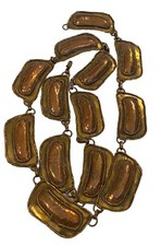 Vtg Signed Luciano Bustamante Brutalist Metal Art Copper Brass Panel Link Belt