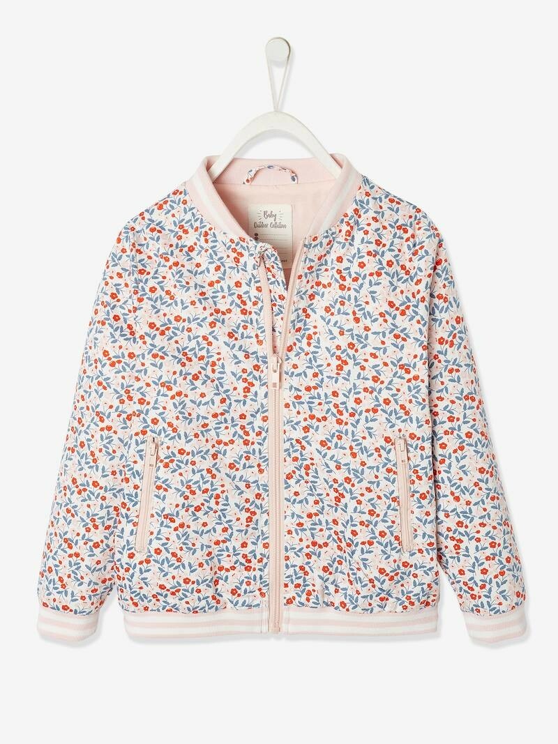 Size 12/152 Vertbaudet Bomber-type Jacket for Girls white light all over  printed