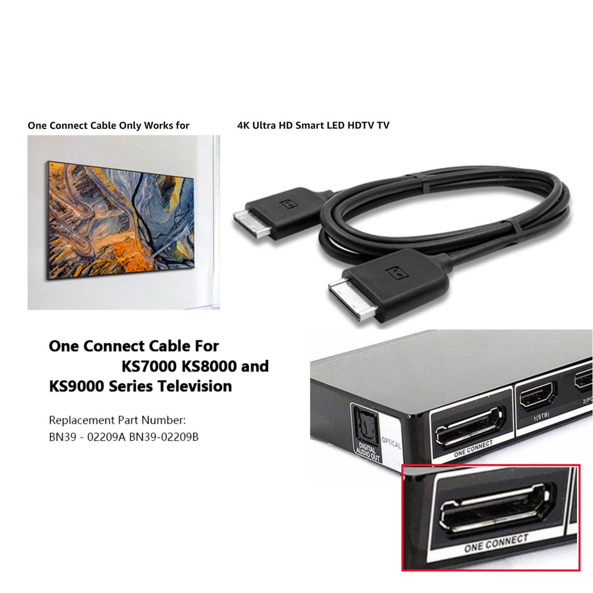 Compatible Samsung TV One Connect Cable BN96-44186A BN39-02209B