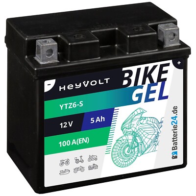 GEL Motorradbatterie 12V 5Ah BTZ6-S YTZ6V 50616 GEL12-6ZS Quad Roller Moped