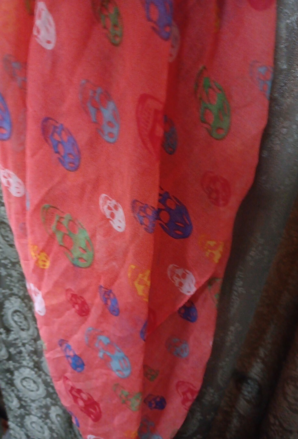 Infinity Scarf Skull Skeleton Pattern Design Punk… - image 1