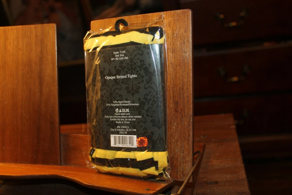 Nuevas Medias Leg Avenue Rayas Opacas Talla Única 90-160lbs Negro Amarillo Foto 2 de 2