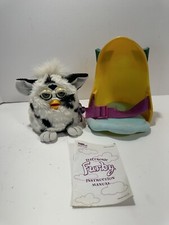 1998 White and Black Furby Model 70-800 by Tiger Bed Time Not Working /broken