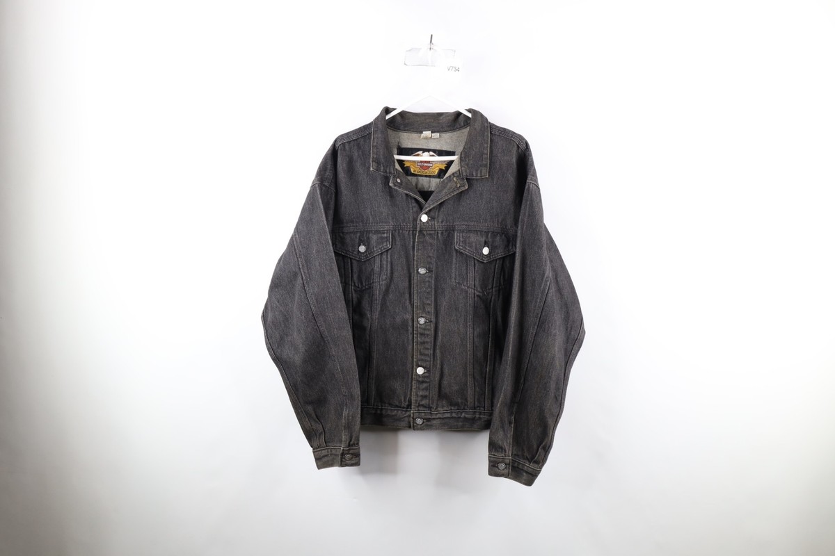 Vtg 90s Harley Davidson Mens XL 90th Anniversary Leather Denim