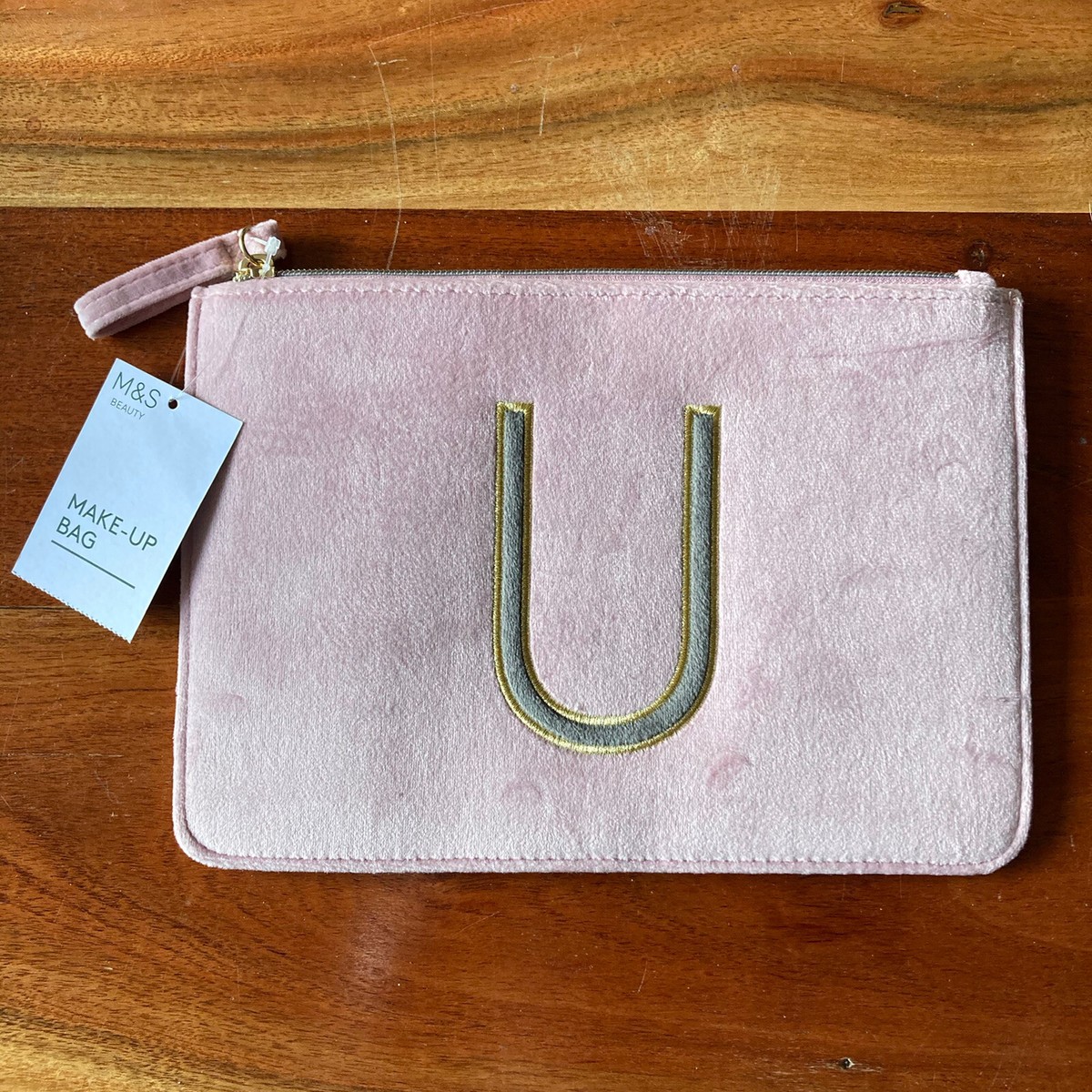 Marks and Spencer Pink Velvet Felt Make Up Bag Letter ‘U’ discontinued  OOP M&S