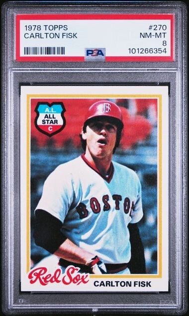 CARLTON FISK 1978 TOPPS BASEBALL CARD #270 PSA 8 NM-MT GRADED RED SOX HOF MLB.