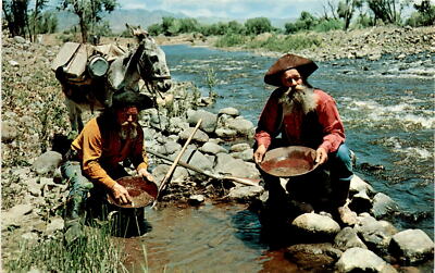 Gold, panning, tradition, mining, alluvial, river, method, technique, h postcard