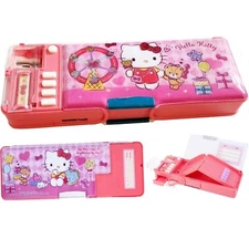 Hello Kitty Multi Functional Pencil Case Pen Stationery Box Holder w/2-Sharpener