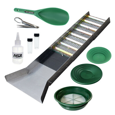 ASR Outdoor 10pc Complete Folding Sluice Box Gold Prospecting Kit for Beginners
