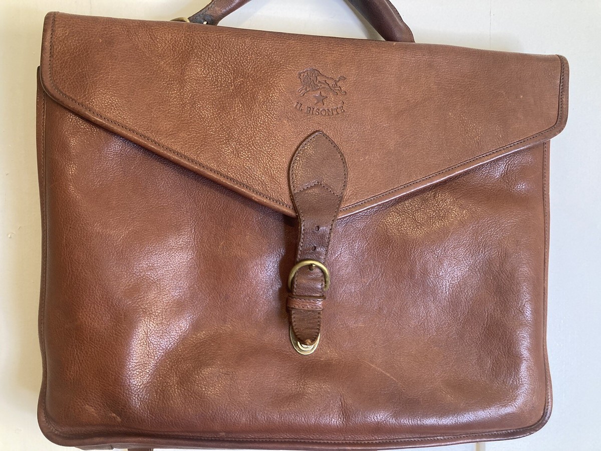 Vintage Il Bisonte Leather Shoulder Laptop Case Made In Italy