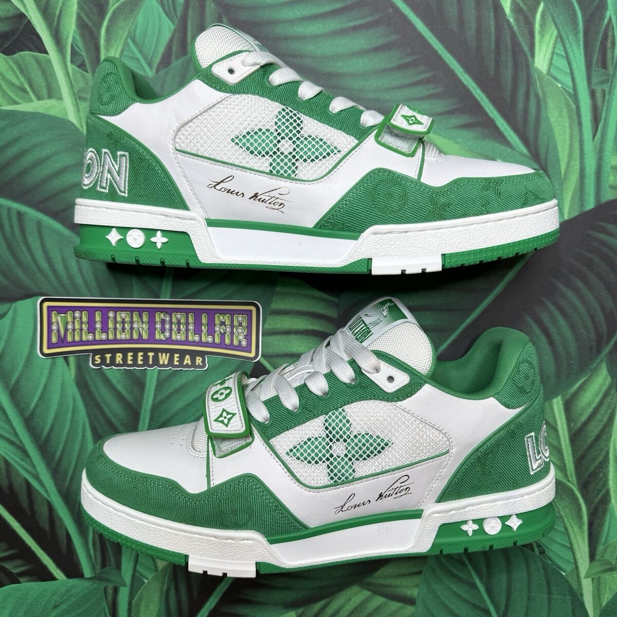 Louis Vuitton Trainer Low Denim Monogram 'green White' Sz Louis Vuitton Trainer Low Denim Monogram 'green White' Sz