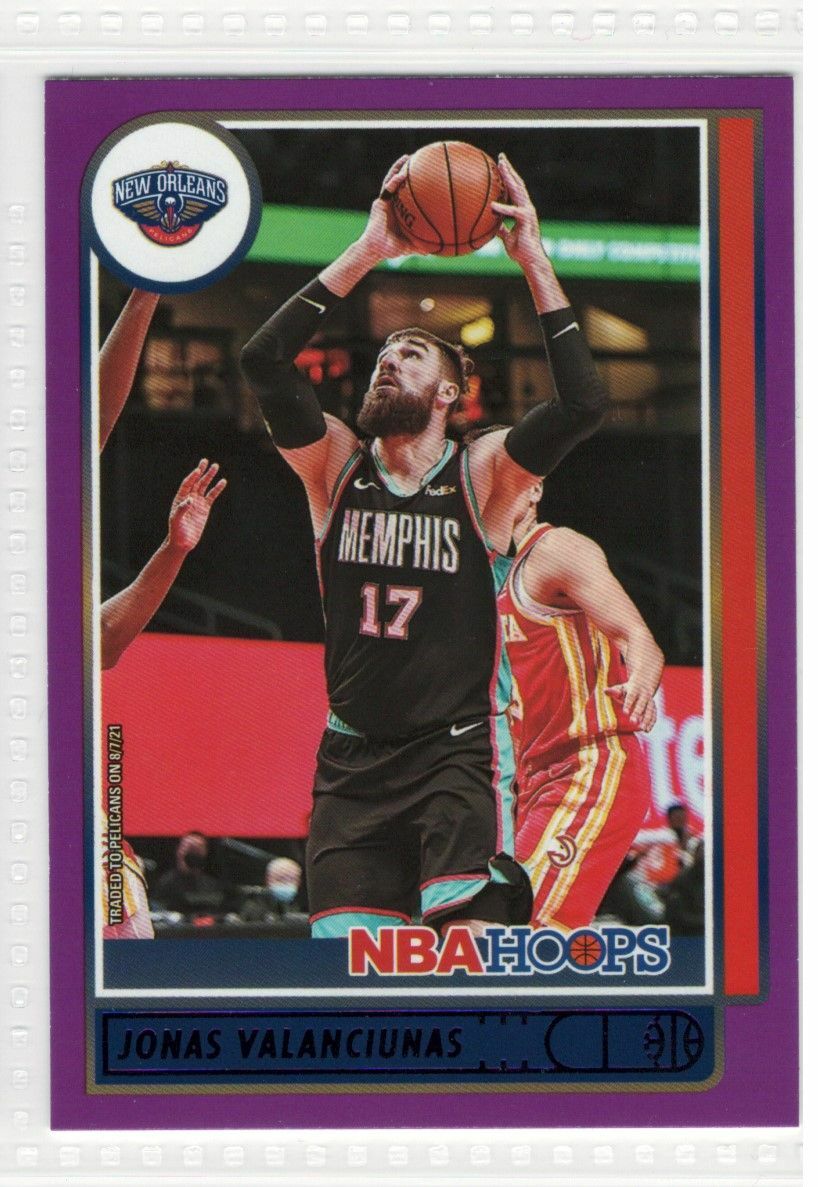 2021-22 Panini NBA Hoops #152 Jonas Valanciunas Purple Parallel Pelicans