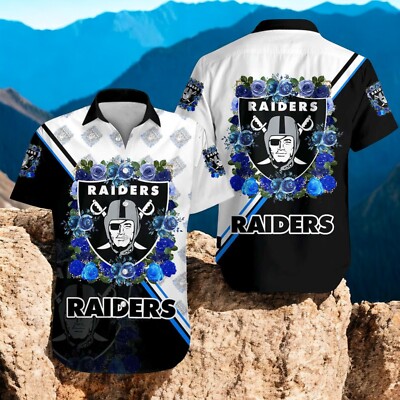 Raiders Hawaiian Shirt Blue Rosie And Symbol Unique Hawaiian Shirts