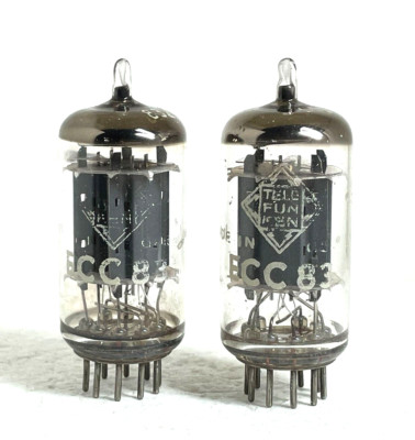 2 x  ECC83  12AX7  TELEFUNKEN Röhren  smooth plates matched pair