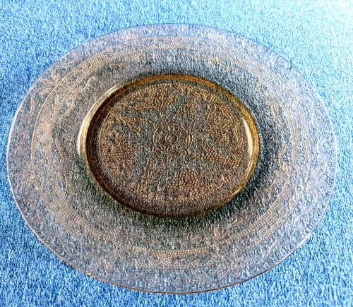 Macbeth Evans Depression Glass STIPPLED ROSE S-PATTERN Amber Luncheon Plate