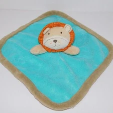 Cuddle Time Blue Brown Lion Plush Baby Infant Security Blanket Lovey Nunu