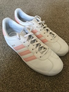 adidas gazelle white with pink stripes