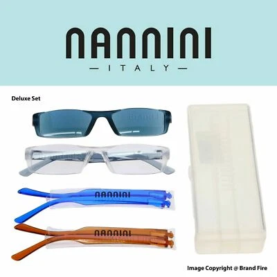 Nannini Designer Reading Glasses Sunglasses Snap Duo Set - Italian Fashion NEW