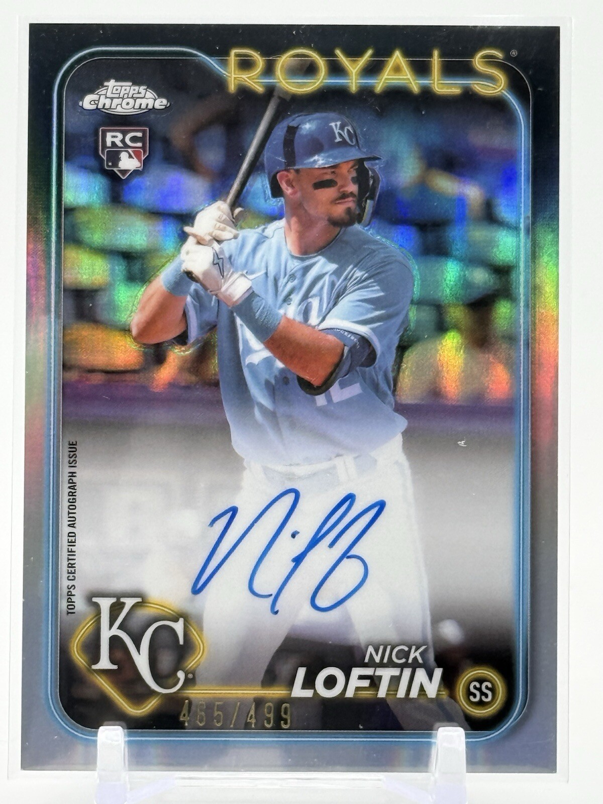 Nick Loftin - 2024 Topps Chrome Rookie RC Refractor Auto 465/499 #RA-NL Royals