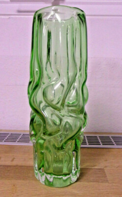 Pavel Hlava `Brain´ oder auch `the brain´ Vase, grünes Glas, Borsa Glas,