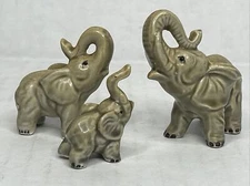Vintage set of 3 Cute Elephant Little Figurines Gray