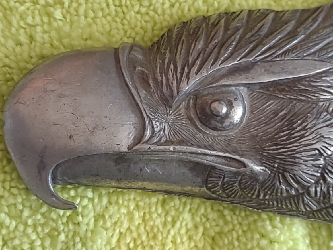 Vintage SandyVal 1971 Solid Pewter Eagle Head Bel… - image 2